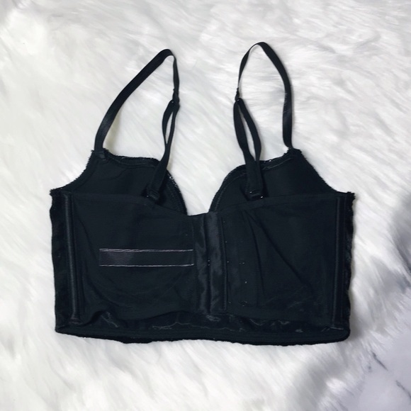 ✨HP✨ VS Shimmer Velvet Long Line Balconet Bra Black 32B - Picture 6 of 9